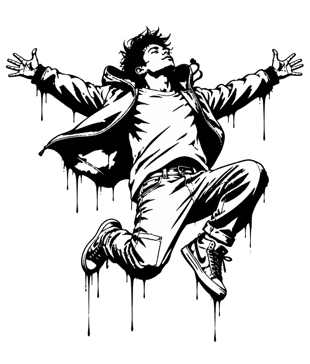 Illustrazione stencil di un giovane che salta